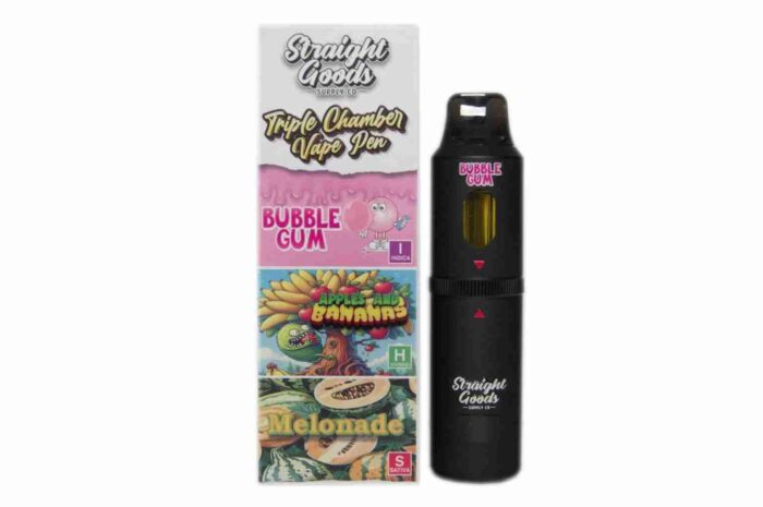 * New * Straight Goods Triple Chamber Vape – Bubble Gum + Apples and Banana + Melonade (3 Grams + 3 Grams + 3 Gram) $150 each