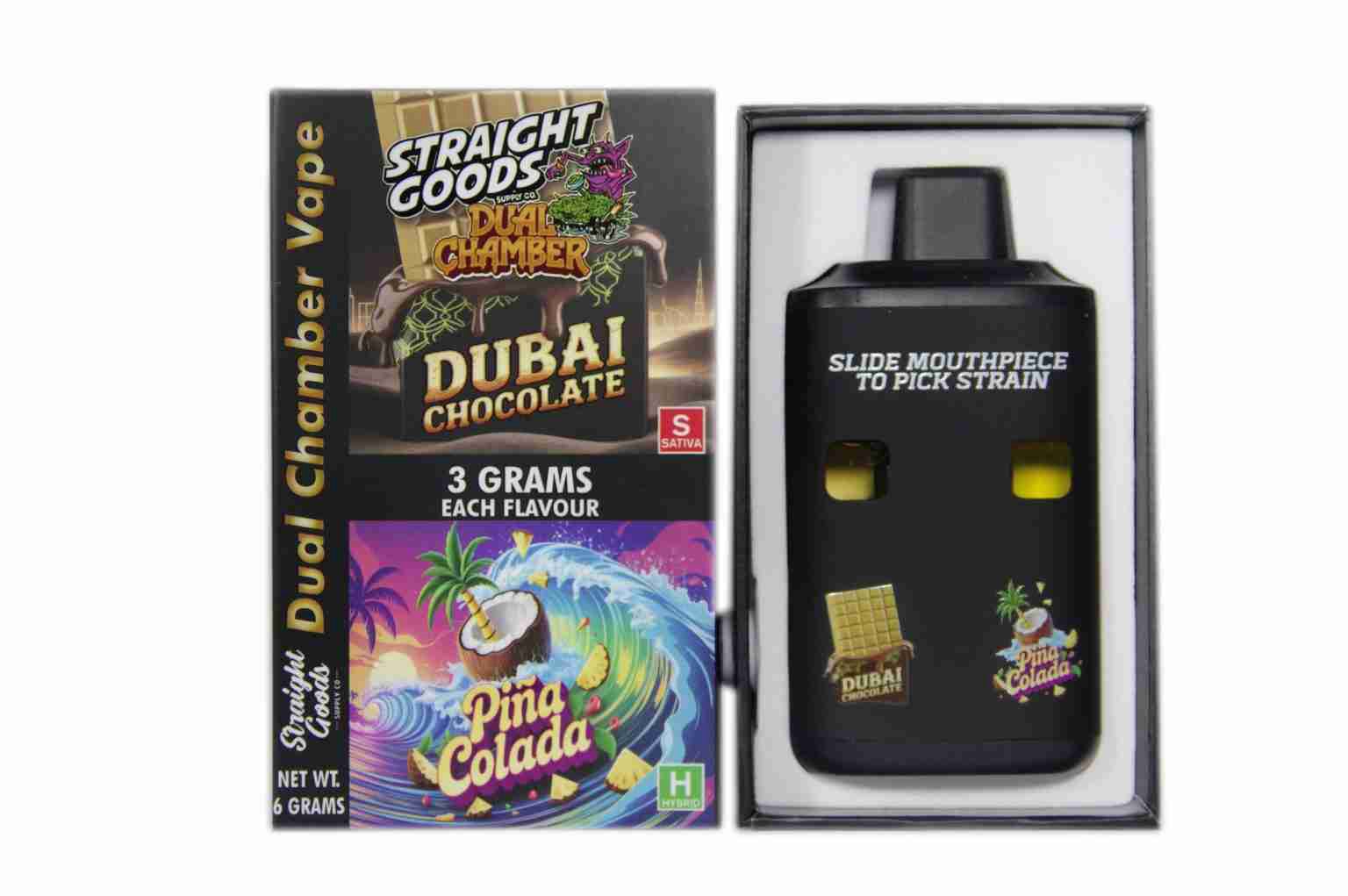 *New* Straight Good Disposable Vape Pen – Dubai Chocolate 3gs x Pina Colada 3gs (6gram total!!)